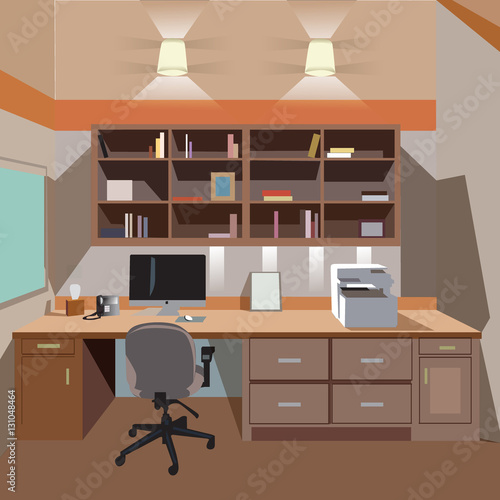 modern home office interior with desktop