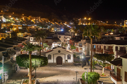 Church of the Holy Sprit in Los Gigantes by night, Tenerife, Spa