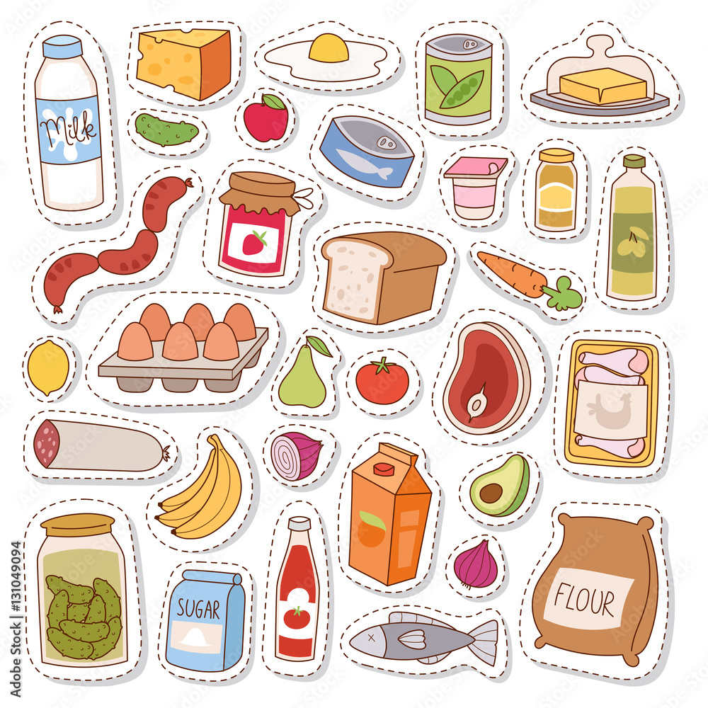 Everyday food icons patchwork vector. Everyday food icons patchwork vector.