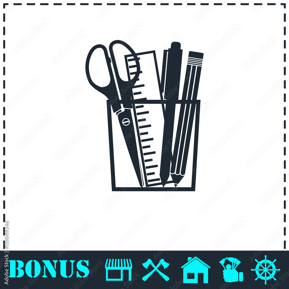Office tools icon flat
