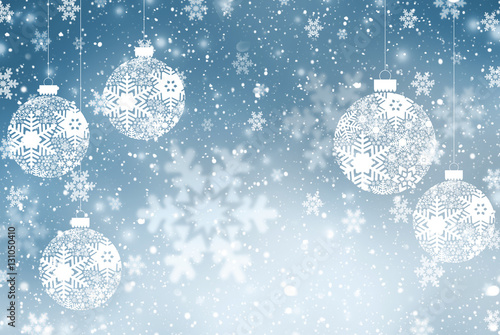 Christmas background with Christmas balls with snowflake ornament
