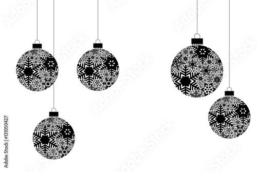 Christmas background with Christmas balls with snowflake ornament