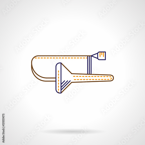 Flat line vector icon for trombone