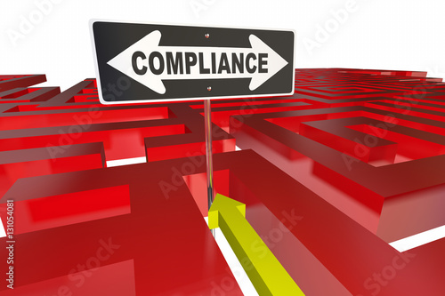 Compliance Sign Maze Follow Rules Regulations 3d Illustration