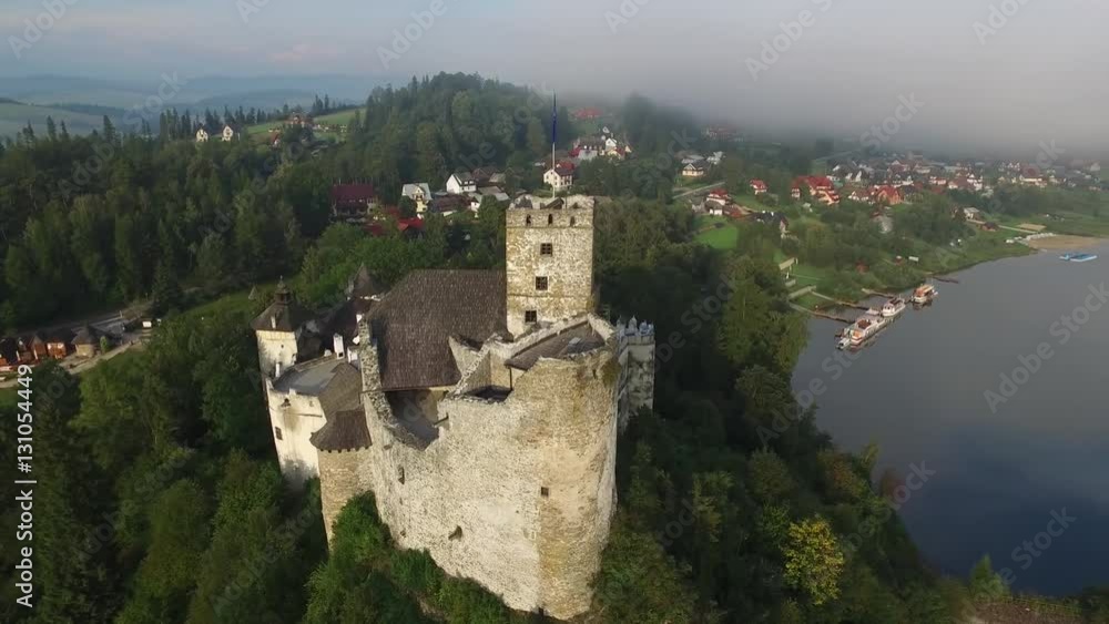 Dunajec Castle Niedzica Poland Aerial View 4K Dunajec Castle Niedzica Poland Aerial View 4K