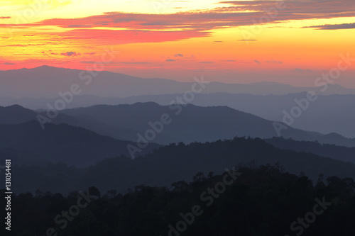 Beautiful scenery during time the sunset and cordillera alternating layers of Doi Pha Phung at Nan province,Thailand is a very popular for photographers and tourists. Attractions and natural Concept