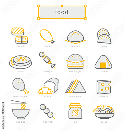 Thin line icons set, food