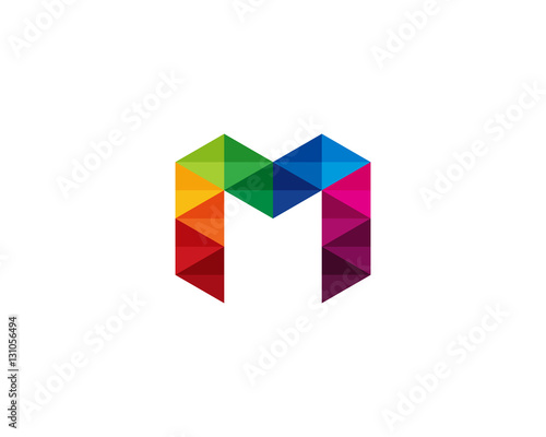 Letter M Triangle Pixel Logo Design Element