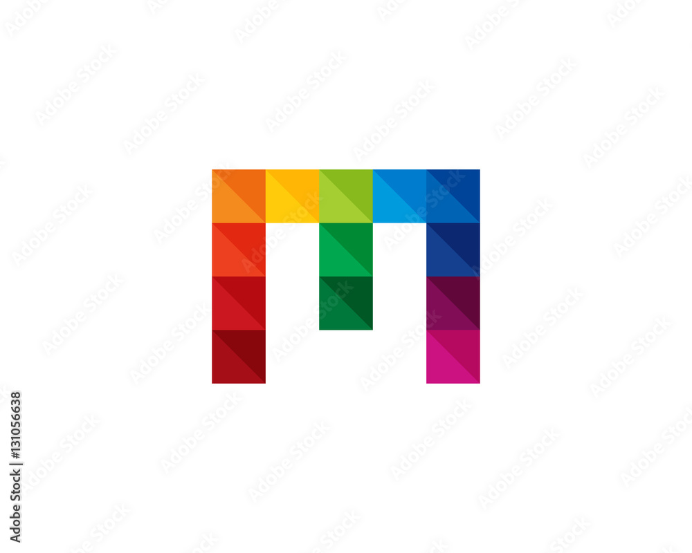 Letter M Square Pixel Logo Design Element Letter M Square Pixel Logo Design Element