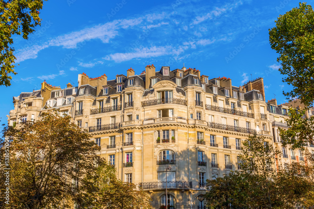 historic city building in Paris, France