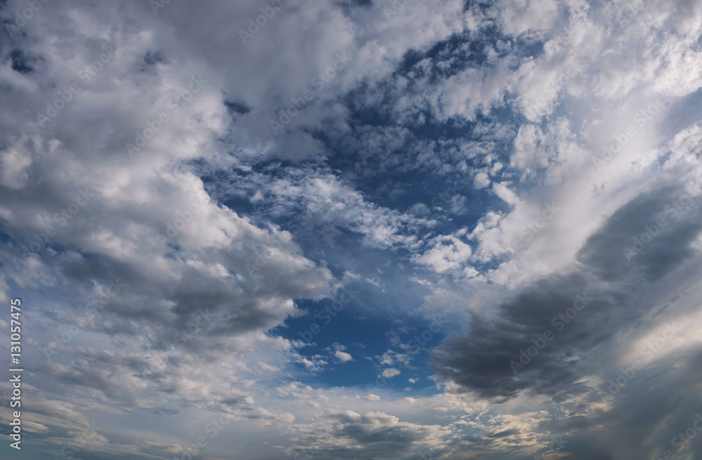 Fototapeta premium Dramatic sky with white clouds.