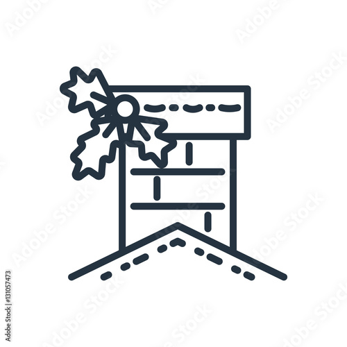 christmas chimney line web icon on white background
