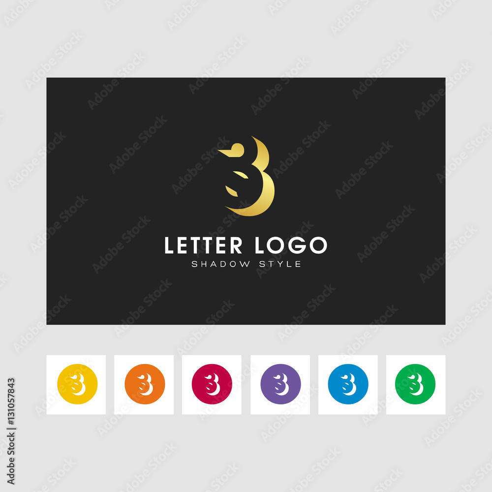 3 shadow letter logo. gold color and some other colors Stock Vector ...