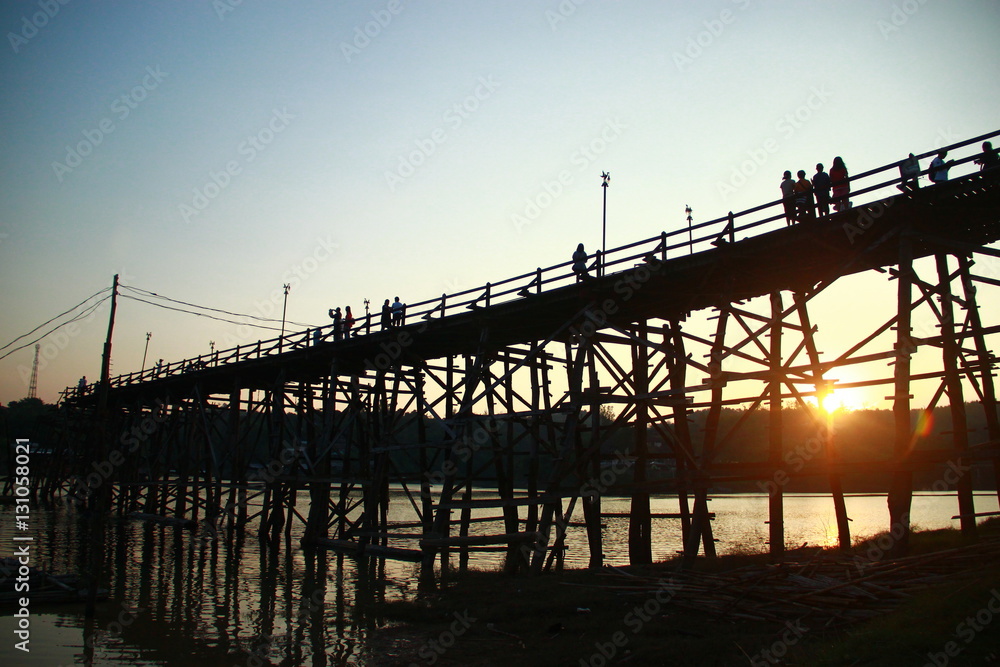 the longest wooden bridge in Thailand