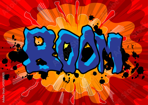Vector illustrated comic book explosion with boom word.