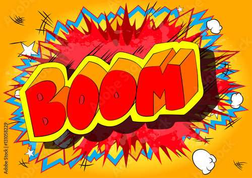 Vector illustrated comic book explosion with boom word.