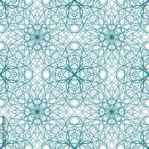 Seamless abstract guilloche ornament on white background. Elegant vector pattern illustration for invitations, banknotes, diplomas, certificates, tickets and other papers security or wrapping design 