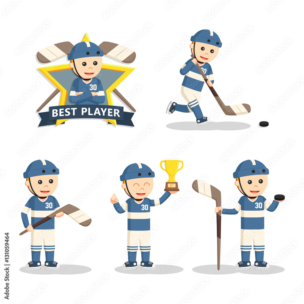 hockey player set illustration design