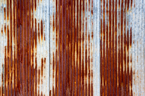 Rusting metal fencing or siding