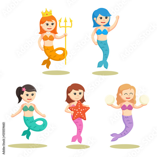 female mermaid set illustration design