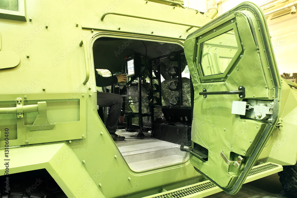 Special armored military vehicle at exhibition Special armored military vehicle at exhibition