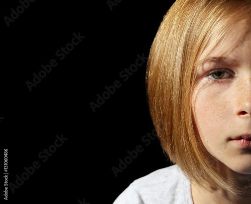 Portrait of sad little girl...