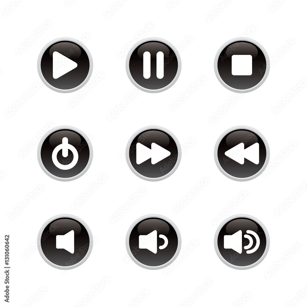 Music Player Navigation Round Button Set Music Player Navigation Round Button Set