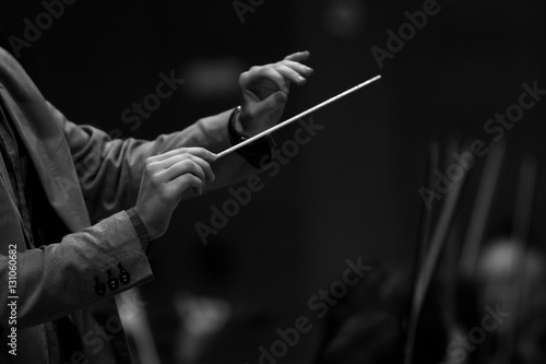  Hands of conductor in black and white