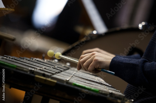Hands musician playing the glockenspiel