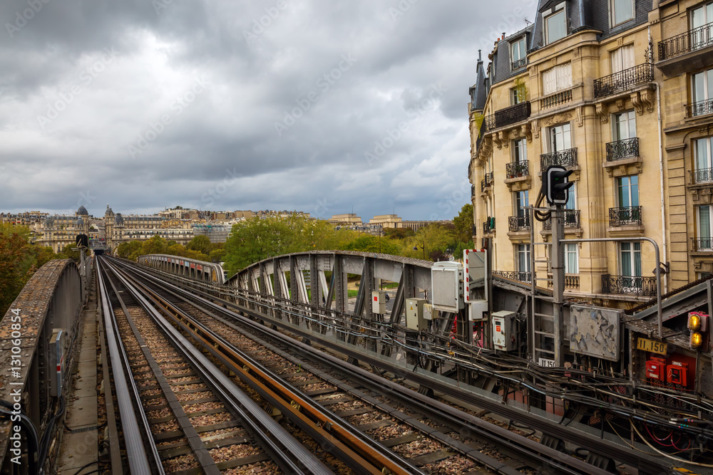 rails of the Metro in Paris