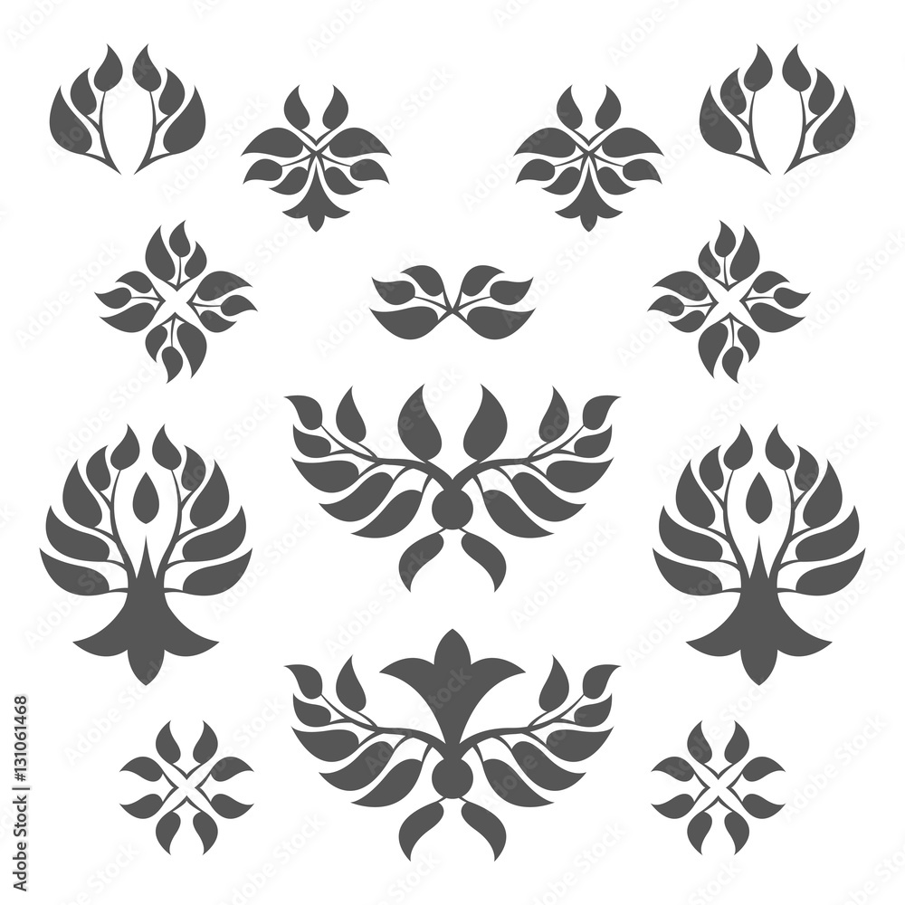 Set of abstract floral decoration. Leaf. Set of abstract floral decoration. Leaf.