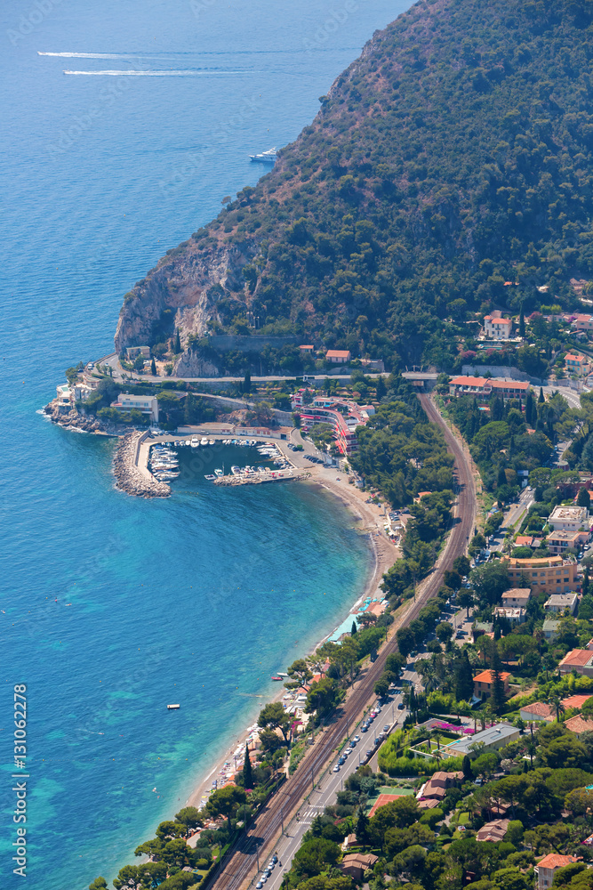 aerial view of the Mediterranean coast at Eze