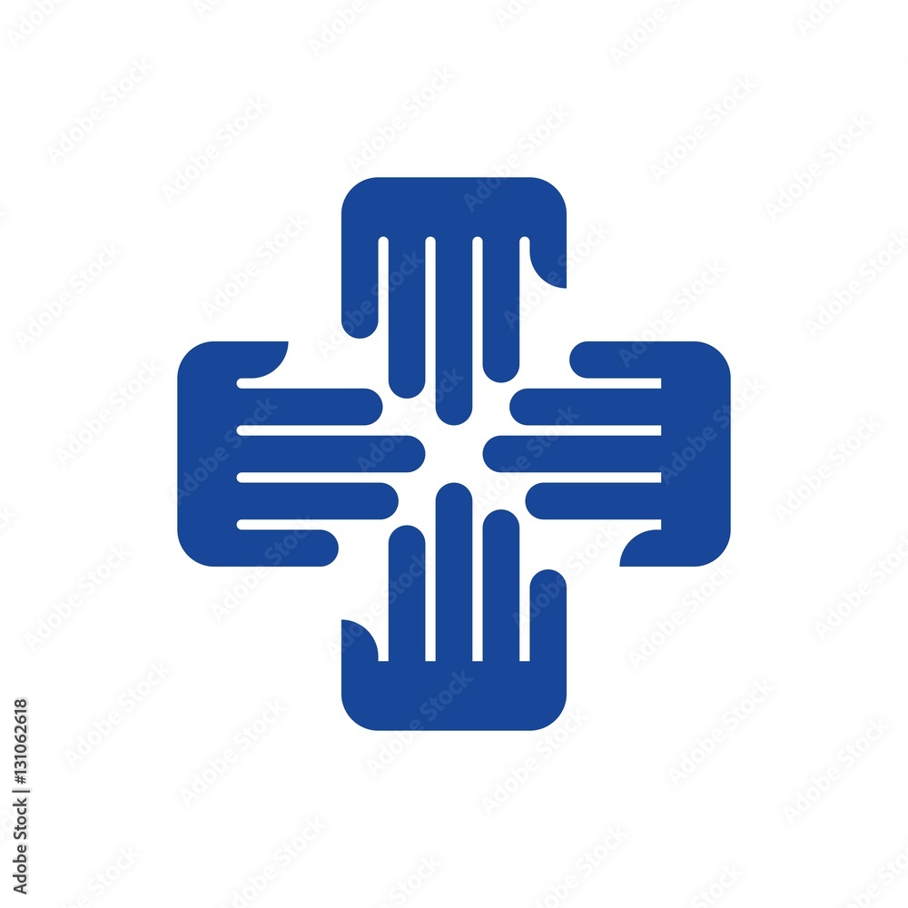 cross and hand shape. logo and symbol of health care. Stock Vector ...