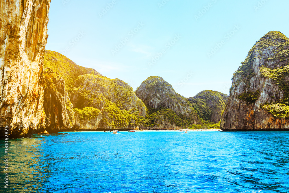 Maya bay Phi Phi Islands andaman sea Krabi, South of Thailand.
