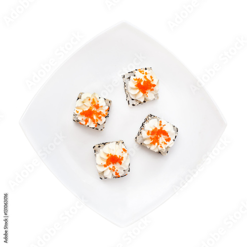 Sushi on the plate on a white background