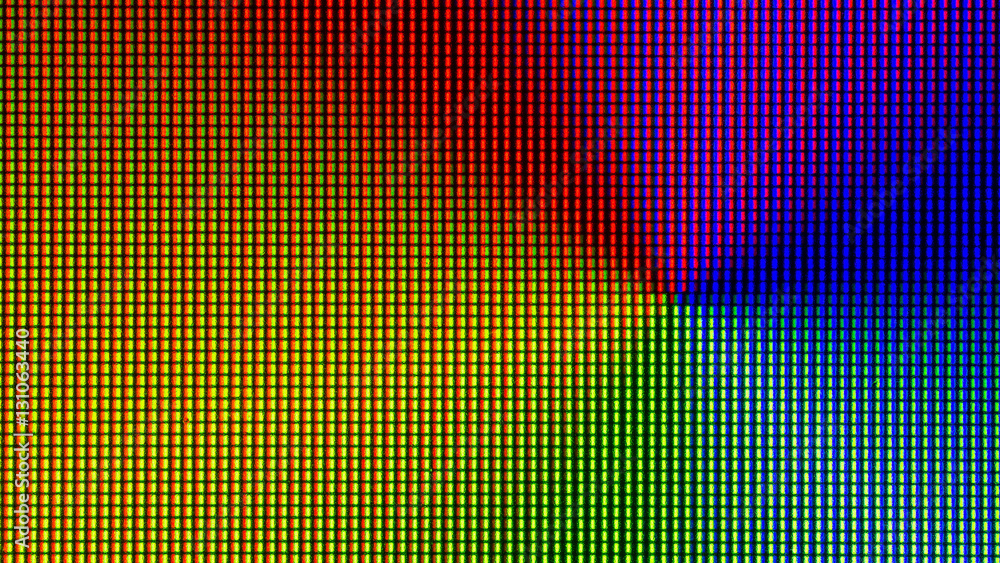 Closeup LED diode of LED TV, LED monitor screen display panel. Colorful LED  screen background for design with copy space for text or image. Photos |  Adobe Stock