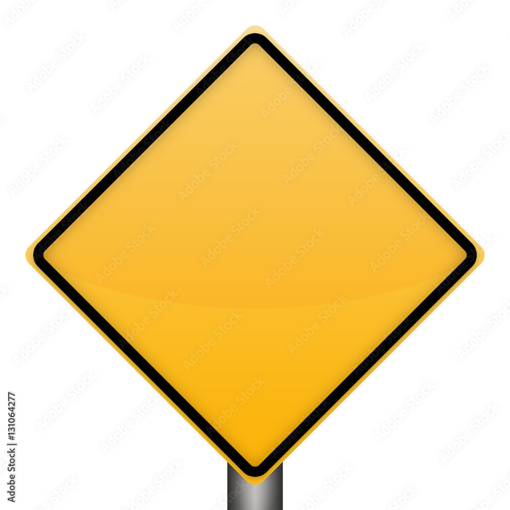Empty yellow traffic sign on white background. Empty yellow traffic sign on white background.
