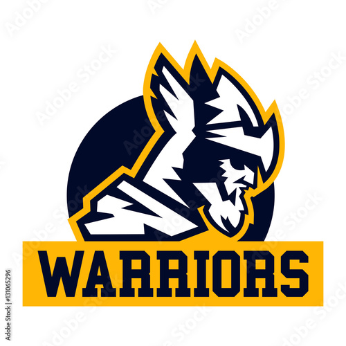 Warrior logo. Viking invader knight. Face in profile. Vector illustration. Flat style