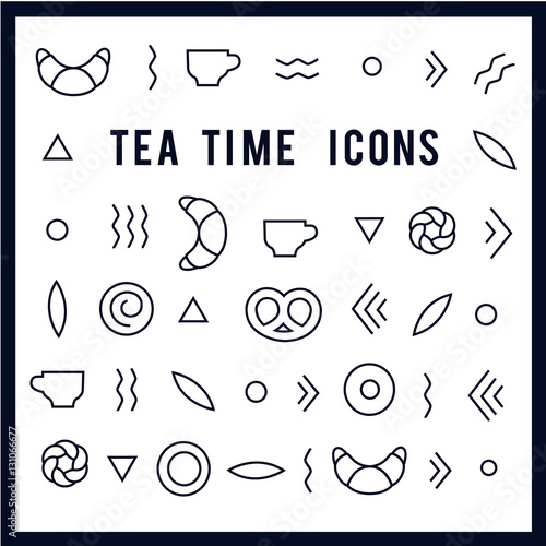 tea time vector icons