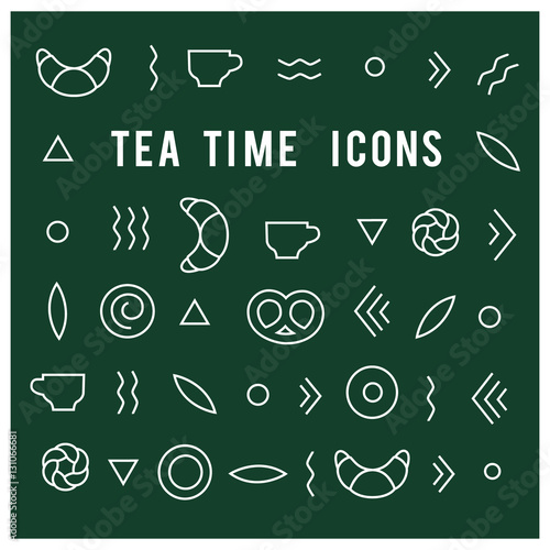 tea time vector icons