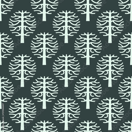 seamless pattern with vector tree silhouette