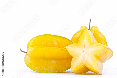 fresh ripe star fruit carambola or star apple ( starfruit ) on white background healthy star fruit food isolated 
