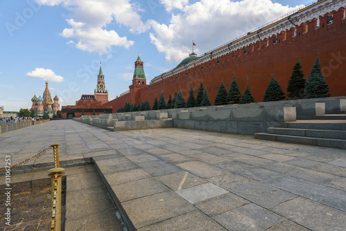 View of the Moscow Kremlin from Red Square in summer day. Russia. Tourism.