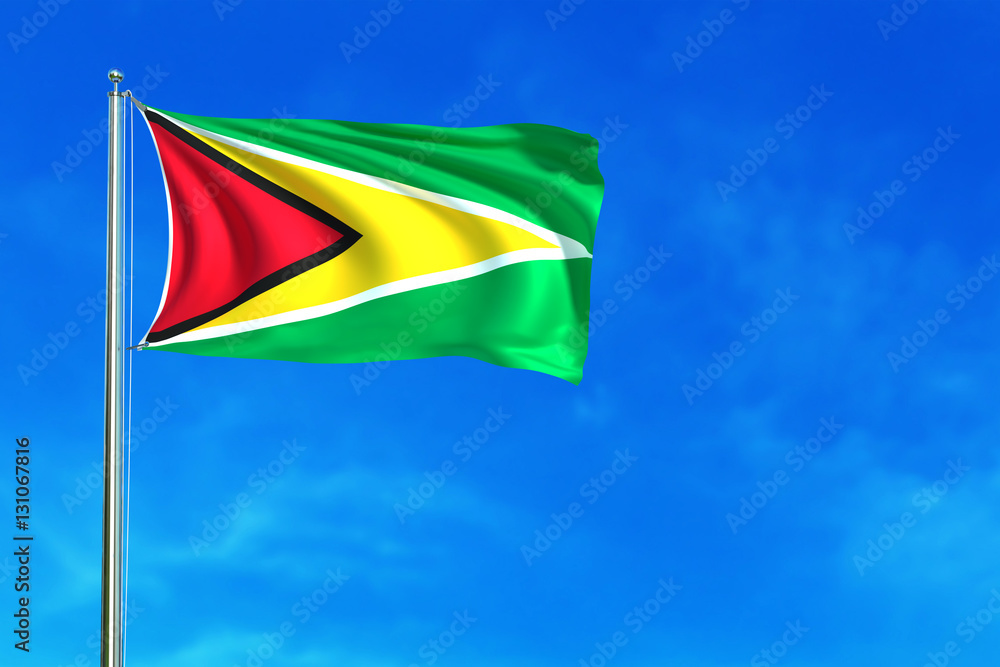 Flag of Guyana on the blue sky background. 3D illustration Flag of Guyana on the blue sky background. 3D illustration