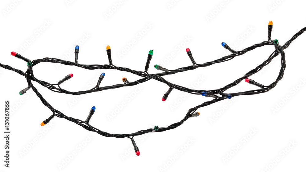 Multicolored lamp garland isolated on white