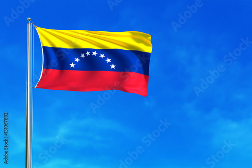 Free Download Flag of Venezuela on the blue sky background. 3D illustration - GFXLoad
