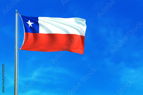 Free Download Flag of Chile on the blue sky background. 3D illustration - GFXLoad