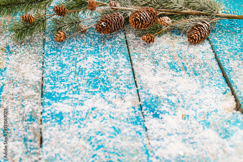 Christmas Decoration Over Wooden Background