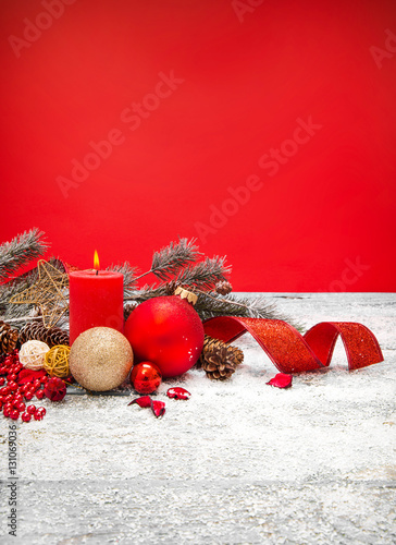 Christmas Decoration Over Wooden Background