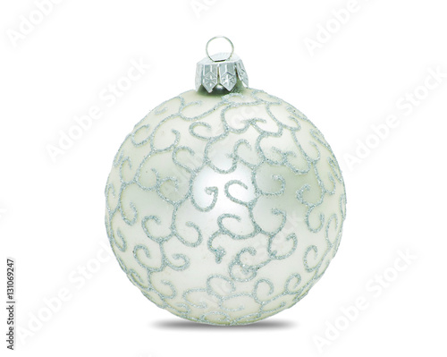 Red christmas balls on white background